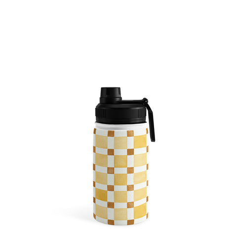 Ninola Design Everyday Artifact Checker Mosaic Tiles Geometry Yellow Water Bottle