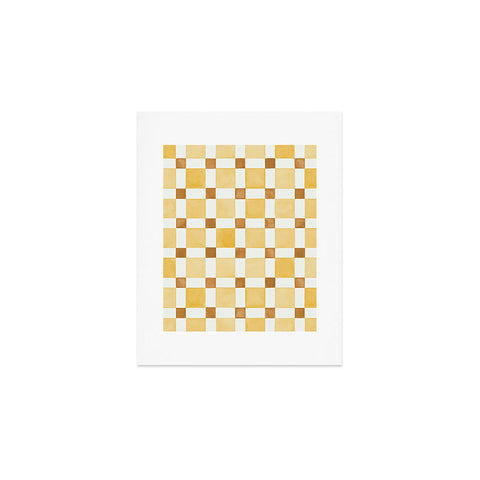 Ninola Design Everyday Artifact Checker Mosaic Tiles Geometry Yellow Art Print