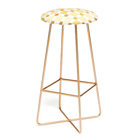 Ninola Design Everyday Artifact Checker Mosaic Tiles Geometry Yellow Bar Stool