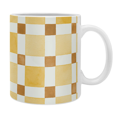 Ninola Design Everyday Artifact Checker Mosaic Tiles Geometry Yellow Coffee Mug