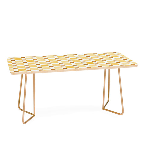 Ninola Design Everyday Artifact Checker Mosaic Tiles Geometry Yellow Coffee Table