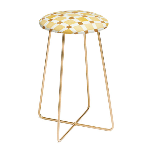 Ninola Design Everyday Artifact Checker Mosaic Tiles Geometry Yellow Counter Stool