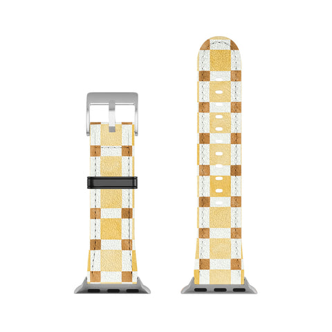 Ninola Design Everyday Artifact Checker Mosaic Tiles Geometry Yellow Apple Watch Band