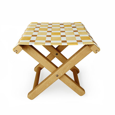 Ninola Design Everyday Artifact Checker Mosaic Tiles Geometry Yellow Folding Stool