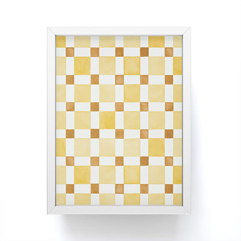 Ninola Design Everyday Artifact Checker Mosaic Tiles Geometry Yellow Framed Mini Art Print