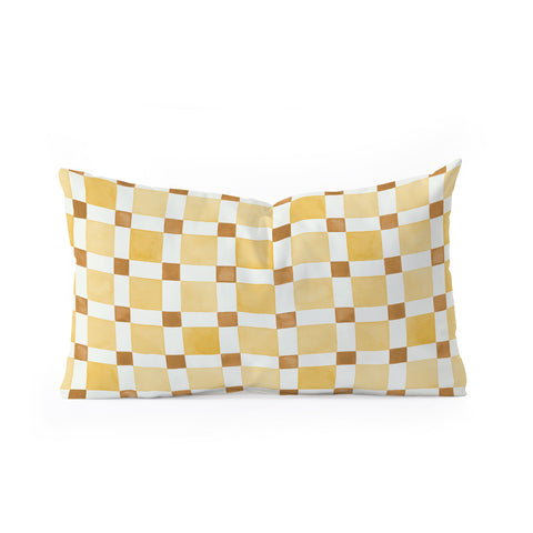 Ninola Design Everyday Artifact Checker Mosaic Tiles Geometry Yellow Oblong Throw Pillow