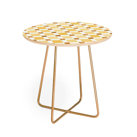 Ninola Design Everyday Artifact Checker Mosaic Tiles Geometry Yellow Round Side Table