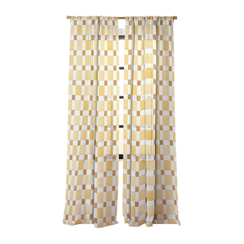 Ninola Design Everyday Artifact Checker Mosaic Tiles Geometry Yellow Sheer Non Repeat