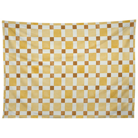 Ninola Design Everyday Artifact Checker Mosaic Tiles Geometry Yellow Tapestry