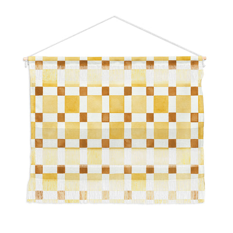 Ninola Design Everyday Artifact Checker Mosaic Tiles Geometry Yellow Wall Hanging Landscape