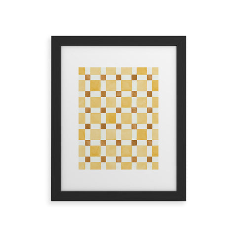 Ninola Design Everyday Artifact Checker Mosaic Tiles Geometry Yellow Framed Art Print