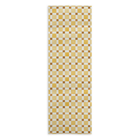 Ninola Design Everyday Artifact Checker Mosaic Tiles Geometry Yellow Yoga Towel