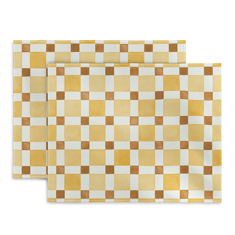 Ninola Design Everyday Artifact Checker Mosaic Tiles Geometry Yellow Placemat