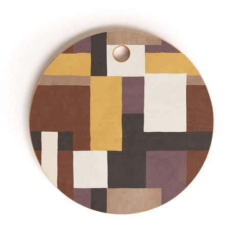 Ninola Design Everyday Artifact Modern Color Block Texture Earthy Cutting Board Round