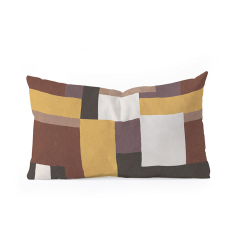 Ninola Design Everyday Artifact Modern Color Block Texture Earthy Oblong Throw Pillow