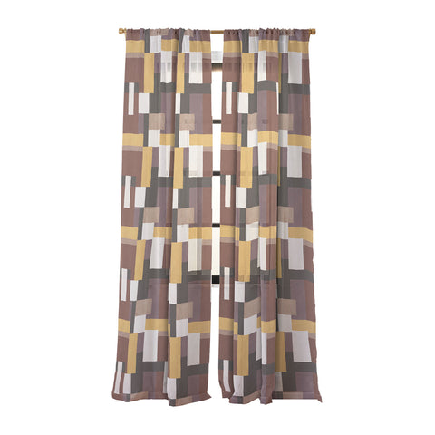 Ninola Design Everyday Artifact Modern Color Block Texture Earthy Sheer Window Curtain