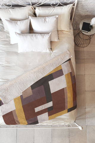 Ninola Design Everyday Artifact Modern Color Block Texture Earthy Fleece Throw Blanket