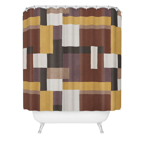 Ninola Design Everyday Artifact Modern Color Block Texture Earthy Shower Curtain