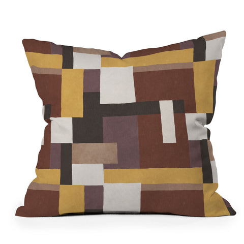 Ninola Design Everyday Artifact Modern Color Block Texture Earthy Throw Pillow