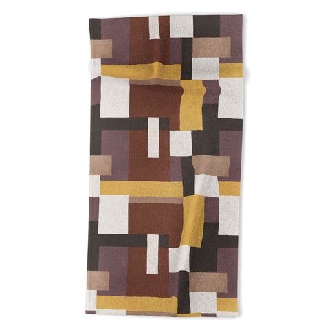 Ninola Design Everyday Artifact Modern Color Block Texture Earthy Beach Towel