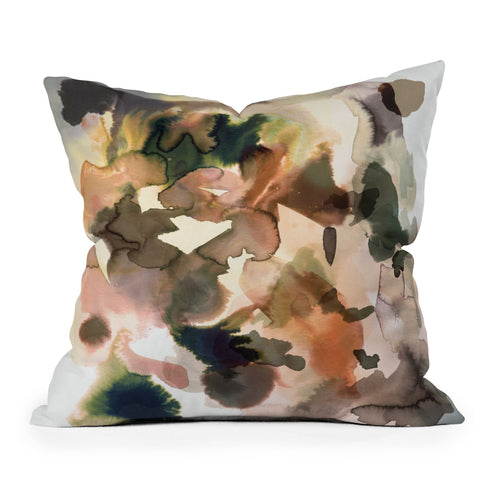 Ninola Design Expressive Abstract Painting Orange Outdoor Throw Pillow