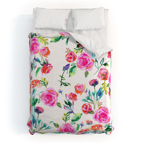 Ninola Design Feminine Roses Bouquet Pink Duvet Cover