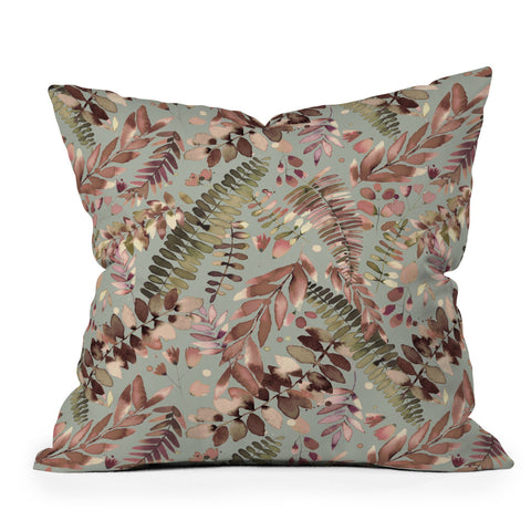 Ninola Design Ferns Foliage Nature Green Outdoor Throw Pillow