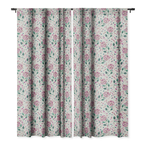 Ninola Design Fest Perennial Hydrangea Pink Blackout Window Curtain