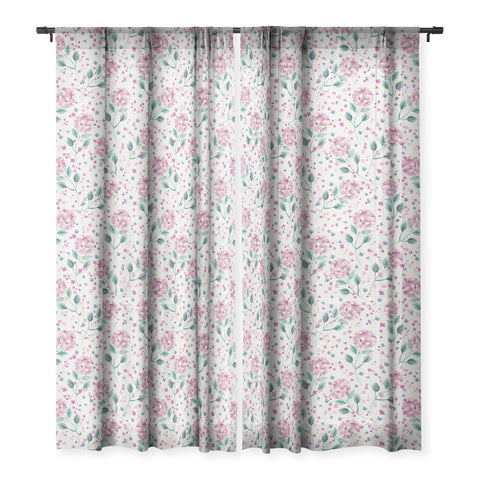 Ninola Design Fest Perennial Hydrangea Pink Sheer Window Curtain