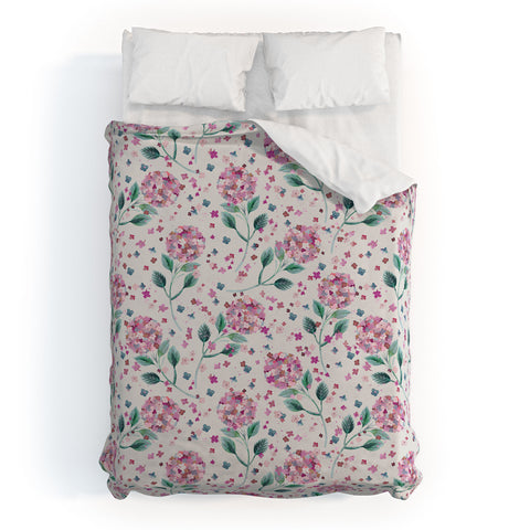 Ninola Design Fest Perennial Hydrangea Pink Duvet Cover