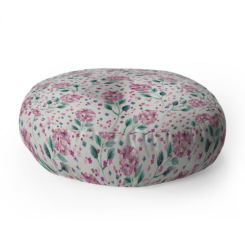 Ninola Design Fest Perennial Hydrangea Pink Floor Pillow Round