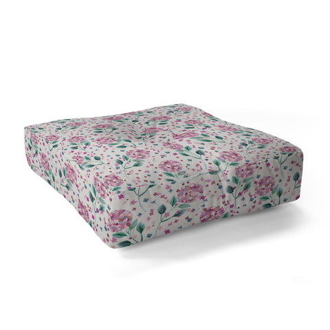 Ninola Design Fest Perennial Hydrangea Pink Floor Pillow Square