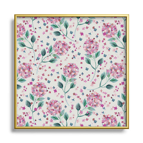 Ninola Design Fest Perennial Hydrangea Pink Square Metal Framed Art Print