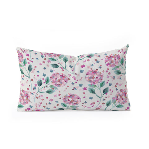 Ninola Design Fest Perennial Hydrangea Pink Oblong Throw Pillow