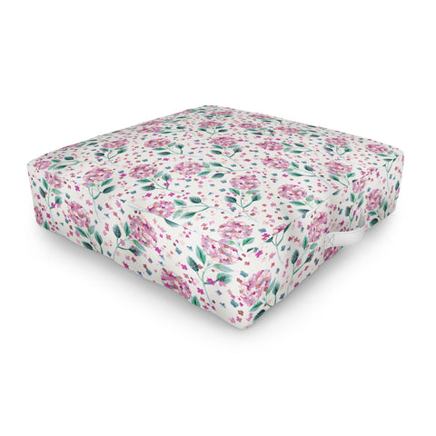 Ninola Design Fest Perennial Hydrangea Pink Outdoor Floor Cushion