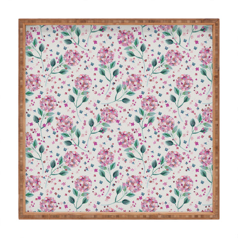 Ninola Design Fest Perennial Hydrangea Pink Square Tray