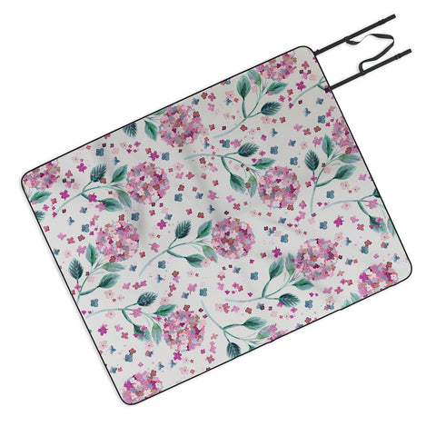 Ninola Design Fest Perennial Hydrangea Pink Picnic Blanket