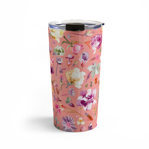 Ninola Design Flower buds botanical Coral Travel Mug