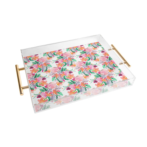 Ninola Design Flowers Sweet Bloom Pink Acrylic Tray