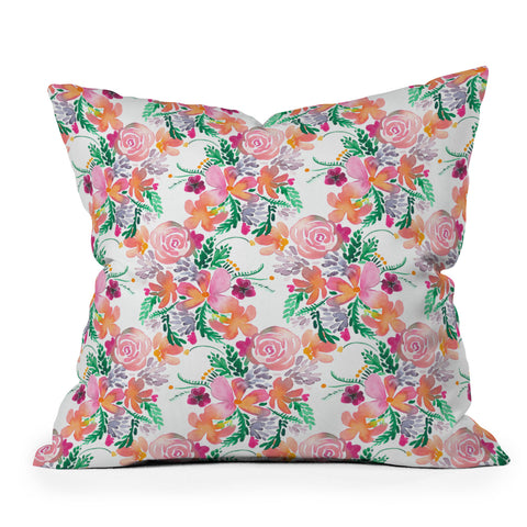 Ninola Design Flowers Sweet Bloom Pink Outdoor Throw Pillow