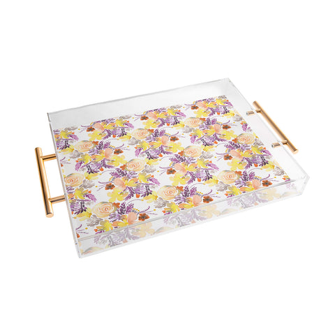Ninola Design Flowers sweet bloom yellow Acrylic Tray