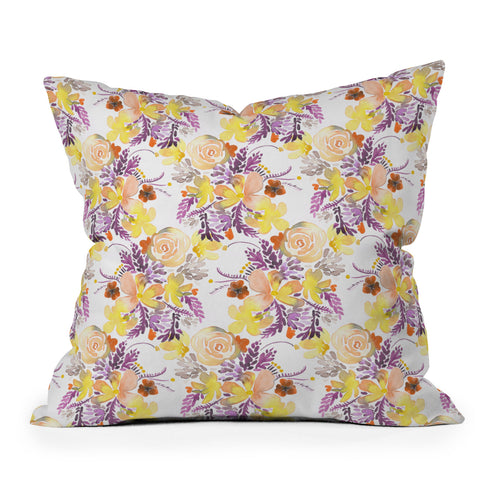 Ninola Design Flowers sweet bloom yellow Outdoor Throw Pillow