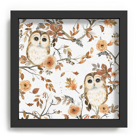 Ninola Design Forest Owls Trees Gold Recessed Framing Square