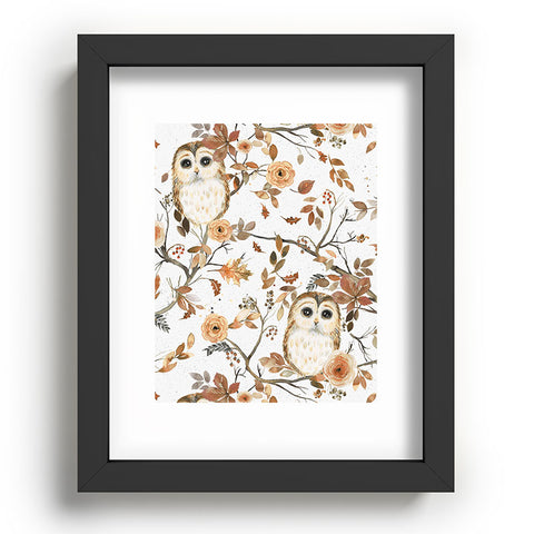 Ninola Design Forest Owls Trees Gold Recessed Framing Rectangle