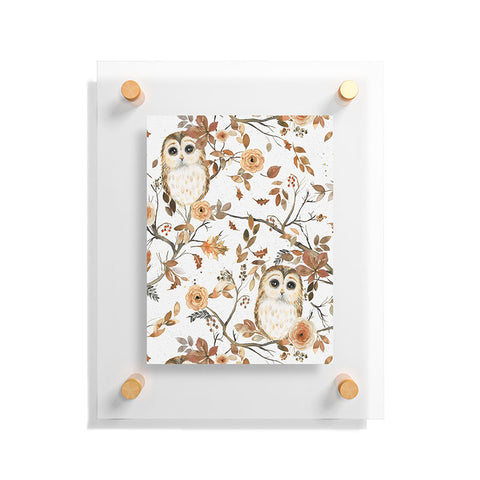 Ninola Design Forest Owls Trees Gold Floating Acrylic Print