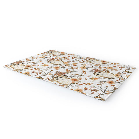 Ninola Design Forest Owls Trees Gold Area Rug