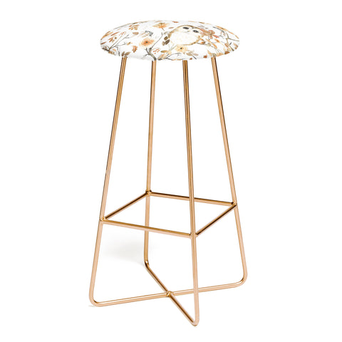 Ninola Design Forest Owls Trees Gold Bar Stool