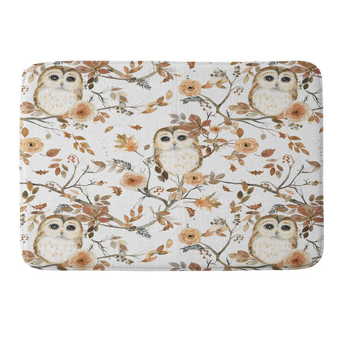 Ninola Design Forest Owls Trees Gold Memory Foam Bath Mat