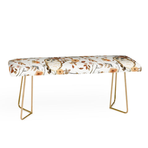 Ninola Design Forest Owls Trees Gold Bench