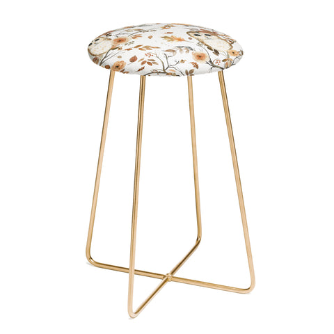 Ninola Design Forest Owls Trees Gold Counter Stool